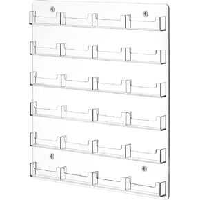 HBlife Pack of 2 Clear Acrylic Business Card Holder Wall Mount Sticker Display Rack Multiple Cards Organizer for Gift Cards and Brochures, 24 Pockets