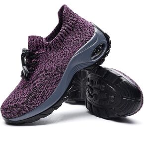 ZZS Women's Walking Shoes Sock Sneakers Mesh Slip On Air Cushion Nurse Shoes Platform Loafers