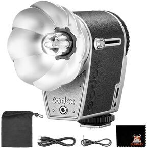 GODOX Lux Cadet Retro Camera Flash 6200K±300K GN10 1/1-1/64 7 Steps Flash Power 28mm Focal Length Compatible with Canon Nikon Sony Fujifilm Cameras