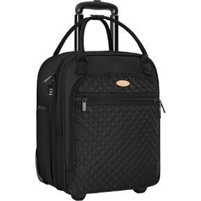 TORIBIO Carry on Underseat with Wheels, 16.5inch Lightweight Overnight Luggage Bag Carry-On Suitcase for Men Women Travel Business, Black