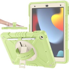 Callyue for iPad 9th Generation Case,iPad 8th/7th Generation Case,iPad 10.2 inch Case,iPad Tablet Protective Cover,Heavy Duty Shockproof,Swivel Stand, Green in Kuwait
