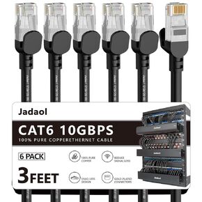 Cat 6 Ethernet Cable 3 ft 6 Pack, Support Cat8 Cat7 Network, 10Gbps 24AWG Pure Copper, Ethernet Cables, Ethernet Cord, Cat6 Ethernet Cable, Cat 6 Cable, Cat6 Cable, Cat 6 Patch Cable, Cat6 Patch Cable