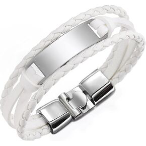 Gleamart Leather Bracelet for Men in Black Braided Wrap Bracelet