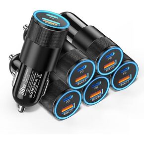 6 Pack USB C Car Charger, Ancekoy 38W USB-C + USB-A Car Charger Adapter | Fast Charge PD/QC 3.0 Cigarette Lighter Adapter USB Charger Plug for iPhone 17/16/15/14/13/12/11/Pro Max, iPad, Samsung in Saudi Arabia