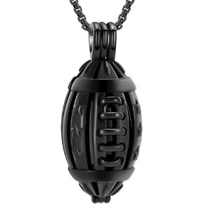zeqingjw Urn Necklace for Ashes American Football Cremation Locket Necklace For Ashes Of Loved Ones Stainless Steel Ashes Keepsake Urn Jewelry for Women Men