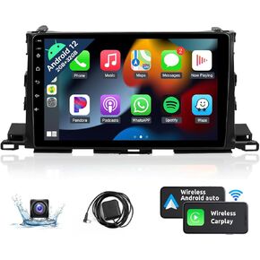Naifay Android Car Radio for Toyota Highlander 2014-2019 with Wireless Carplay & Android Auto, 2+32G 10.1" IPS Touch Screen Car Stereo for Highlander with Bluetooth/GPS/WiFi/SWC/Split Screen/Camera