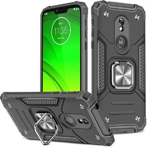 حافظة لهاتف Moto G7 Power حافظة مدمجة بمسند من الدرجة العسكرية مع حامل واقٍ وغطاء مقاوم للصدمات شديد التحمل لهاتف Motorola Moto G7 Power Phone Case (أزرق)