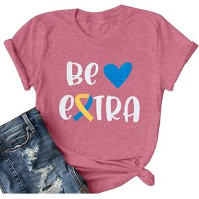 Down Syndrome Awareness Shirt Women Down Right Perfect Shirt Love Heart Ribbon Tee Inspirational Saying Tops