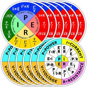 12 PCS Ohms Law Sticker, Funny Ohms Law Wheel Sticker, Ohm's Law Diagram Electrican Stickers Electricity Engineer School Chart Waterproof Vinyl Sticker Decal for Laptop Water Bottle Phone Case Decor