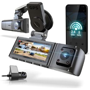 R316 Triple Channel Dash Cam - 2.5K Front, Dual 1080p Rear and Cabin Cameras, Wi-Fi, GPS, Parking Monitor, G-Sensor