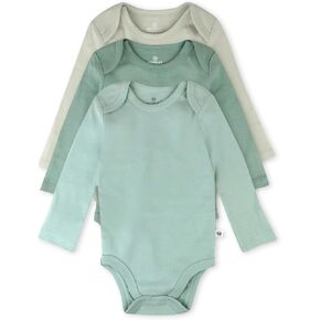 HonestBaby Multipack ملابس داخلية طويلة الأكمام قطعة واحدة 100% قطن عضوي للأطفال الرضع الأولاد والبنات للجنسين، 3 عبوات من اللون المريمية، 0-3 أشهر