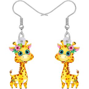 LONYOO Acrylic Funny Giraffe Earrings Fashion Jewelry Dangle Anime Deer Earrings for Women Girls Giraffe Gifts in Kuwait