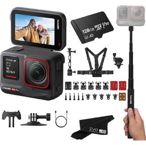 Insta360 Ace Pro - Waterproof Action Camera Co-Engineered with Leica, Flagship 1/1.3" Sensor, 8K24, 4K120fps, 48MP, Active HDR, 2.4" Flip Screen|Bundle Includes Snow Bundle, Selfie Stick, 128GB