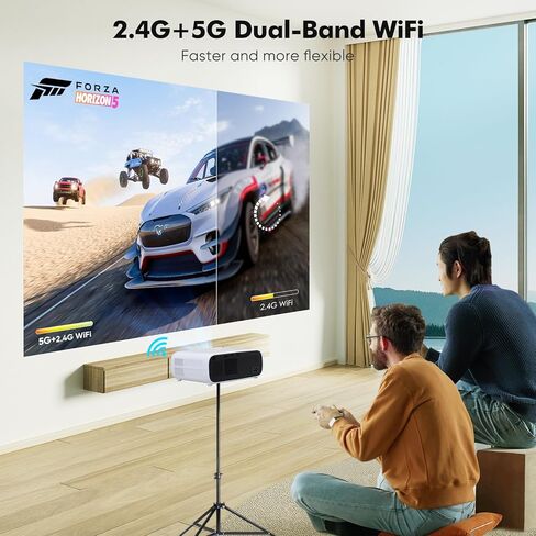 جهاز عرض مزود بتقنية 5G Wifi Bluetooth، جهاز عرض صغير يدعم 4K أصلي 1080P، جهاز عرض خارجي محمول 18000 لتر بحد أقصى 200 بوصة، جهاز عرض أفلام فيديو متوافق مع iOS/Android/HDMI/USB/الكمبيوتر المحمول in Kuwait