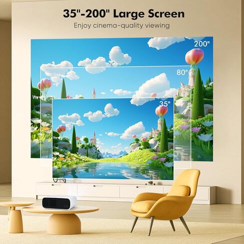 جهاز عرض مزود بتقنية 5G Wifi Bluetooth، جهاز عرض صغير يدعم 4K أصلي 1080P، جهاز عرض خارجي محمول 18000 لتر بحد أقصى 200 بوصة، جهاز عرض أفلام فيديو متوافق مع iOS/Android/HDMI/USB/الكمبيوتر المحمول in Kuwait