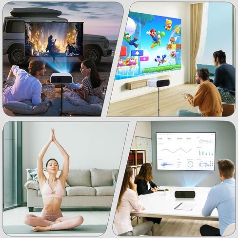 جهاز عرض مزود بتقنية 5G Wifi Bluetooth، جهاز عرض صغير يدعم 4K أصلي 1080P، جهاز عرض خارجي محمول 18000 لتر بحد أقصى 200 بوصة، جهاز عرض أفلام فيديو متوافق مع iOS/Android/HDMI/USB/الكمبيوتر المحمول in Kuwait