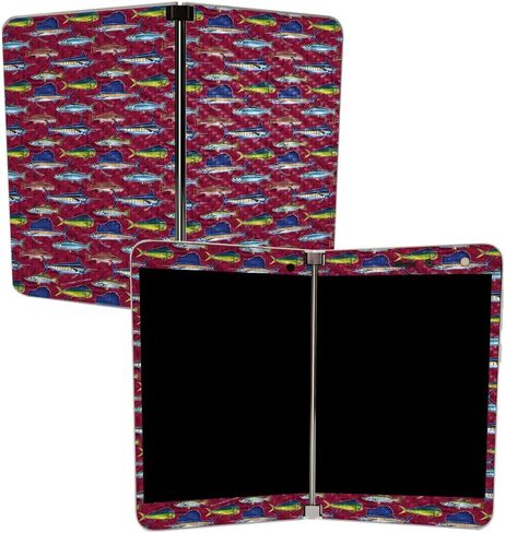 MightySkins Carbon Fiber Skin for Microsoft Surface Duo - Bubble Gum Cheetah | Protective, Durable Textured Carbon Fiber Finish | Easy to Apply | Made in The USA in Saudi Arabia