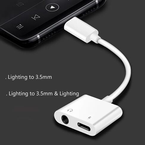Headphone Adapter for iPhone 14 13 12 11 X 8 7 Plus Aux Audio Splitter for Lighting to 3.5mm Adapter Earphone Jack Cable in Saudi Arabia