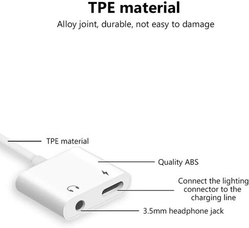 Headphone Adapter for iPhone 14 13 12 11 X 8 7 Plus Aux Audio Splitter for Lighting to 3.5mm Adapter Earphone Jack Cable in Saudi Arabia