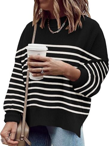 Imily Bela Womens Oversized Tunic Sweaters Fall Slouchy Long Sleeve Ribbed Knit Side Slit Pullover Jumper in Kuwait