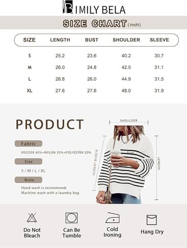 Imily Bela Womens Oversized Tunic Sweaters Fall Slouchy Long Sleeve Ribbed Knit Side Slit Pullover Jumper in Kuwait