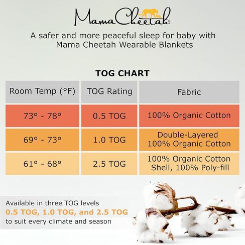 Mama Cheetah Toddler Sleep Sack with Feet, Long Sleeve 1.0 TOG Organic Cotton Baby Sleeping Bag with Legs, Wearable Blanket for Walkers w/ 2-Way Zipper, Toddler Blanket for Girls & Boys 4-5T in Kuwait