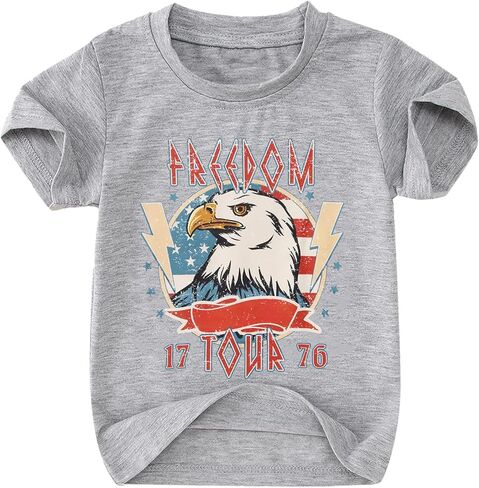 Toddler Boys 4th of July Shirt Freedom Tour Patriotic T-Shirt Eagle American Flag Tee Tops Independence Day Clothes in Kuwait