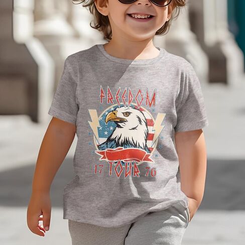 Toddler Boys 4th of July Shirt Freedom Tour Patriotic T-Shirt Eagle American Flag Tee Tops Independence Day Clothes in Kuwait