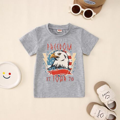 Toddler Boys 4th of July Shirt Freedom Tour Patriotic T-Shirt Eagle American Flag Tee Tops Independence Day Clothes in Kuwait