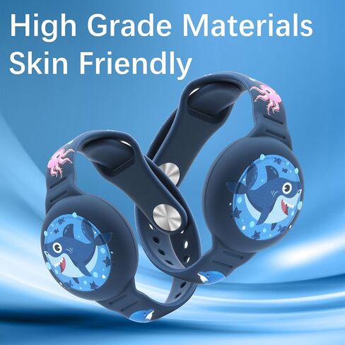 Waterproof Air tag Bracelets for Kids (2 Pack) - Soft Silicone Hidden Air tag Wristband - Lightweight GPS Tracker Holder for Apple Airtag Watch Band for Child (Green & Blue) in Saudi Arabia