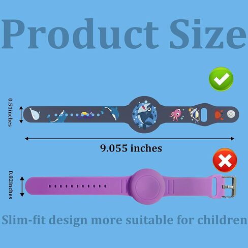 Waterproof Air tag Bracelets for Kids (2 Pack) - Soft Silicone Hidden Air tag Wristband - Lightweight GPS Tracker Holder for Apple Airtag Watch Band for Child (Green & Blue) in Saudi Arabia