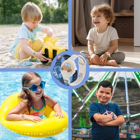 Waterproof Air tag Bracelets for Kids (2 Pack) - Soft Silicone Hidden Air tag Wristband - Lightweight GPS Tracker Holder for Apple Airtag Watch Band for Child (Green & Blue) in Saudi Arabia