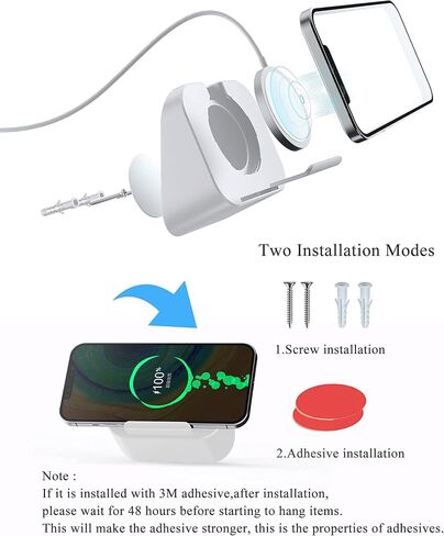 حامل هاتف على الحائط لشاحن Magsafe بجانب السرير متوافق مع ملحقات Magsafe مناسب لهاتف iPhone 12/12 Pro/ 13 Pro Max (الشاحن غير متضمن) (أبيض) in Saudi Arabia