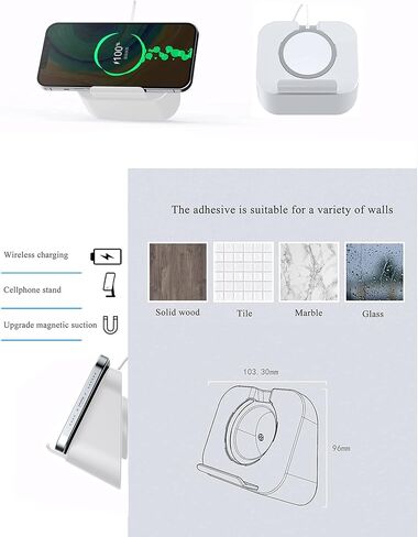 حامل هاتف على الحائط لشاحن Magsafe بجانب السرير متوافق مع ملحقات Magsafe مناسب لهاتف iPhone 12/12 Pro/ 13 Pro Max (الشاحن غير متضمن) (أبيض) in Saudi Arabia