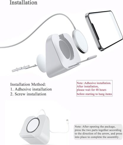 حامل هاتف على الحائط لشاحن Magsafe بجانب السرير متوافق مع ملحقات Magsafe مناسب لهاتف iPhone 12/12 Pro/ 13 Pro Max (الشاحن غير متضمن) (أبيض) in Saudi Arabia
