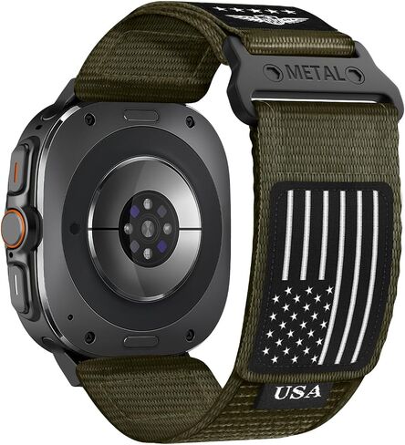 حزام نايلون متين لساعة Galaxy Watch Ultra Bands 47 مم للرجال والنساء، بنقرة واحدة بدون فجوة أساور معصم منسوجة من القماش حزام رياضي قابل للتعديل لساعة Samsung Galaxy Watch 7 Ultra Band 47 مم للرجل in Kuwait