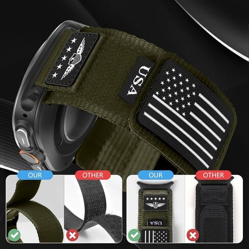 حزام نايلون متين لساعة Galaxy Watch Ultra Bands 47 مم للرجال والنساء، بنقرة واحدة بدون فجوة أساور معصم منسوجة من القماش حزام رياضي قابل للتعديل لساعة Samsung Galaxy Watch 7 Ultra Band 47 مم للرجل in Kuwait