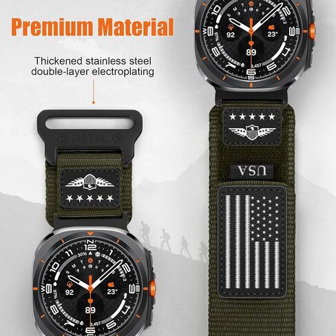 حزام نايلون متين لساعة Galaxy Watch Ultra Bands 47 مم للرجال والنساء، بنقرة واحدة بدون فجوة أساور معصم منسوجة من القماش حزام رياضي قابل للتعديل لساعة Samsung Galaxy Watch 7 Ultra Band 47 مم للرجل in Kuwait
