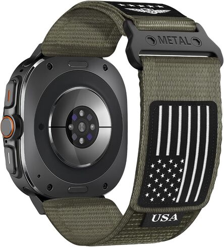 حزام نايلون متين لساعة Galaxy Watch Ultra Bands 47 مم للرجال والنساء، بنقرة واحدة بدون فجوة أساور معصم منسوجة من القماش حزام رياضي قابل للتعديل لساعة Samsung Galaxy Watch 7 Ultra Band 47 مم للرجل in Kuwait