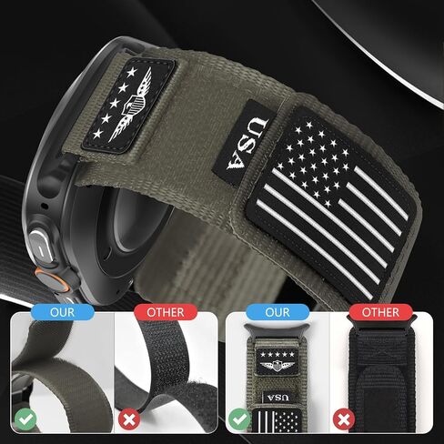 حزام نايلون متين لساعة Galaxy Watch Ultra Bands 47 مم للرجال والنساء، بنقرة واحدة بدون فجوة أساور معصم منسوجة من القماش حزام رياضي قابل للتعديل لساعة Samsung Galaxy Watch 7 Ultra Band 47 مم للرجل in Kuwait