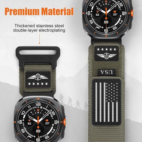 حزام نايلون متين لساعة Galaxy Watch Ultra Bands 47 مم للرجال والنساء، بنقرة واحدة بدون فجوة أساور معصم منسوجة من القماش حزام رياضي قابل للتعديل لساعة Samsung Galaxy Watch 7 Ultra Band 47 مم للرجل in Kuwait