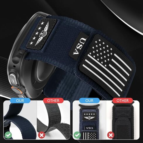 حزام نايلون متين لساعة Galaxy Watch Ultra Bands 47 مم للرجال والنساء، بنقرة واحدة بدون فجوة أساور معصم منسوجة من القماش حزام رياضي قابل للتعديل لساعة Samsung Galaxy Watch 7 Ultra Band 47 مم للرجل in Kuwait