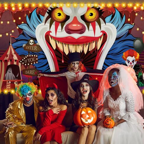 ganeen 7 × 16 قدم هالوين غطاء باب المرآب راية مهرج هالوين باب المرآب الزينة الرعب حزب الزينة لباب المرآب، الجمعية اللازمة in Kuwait