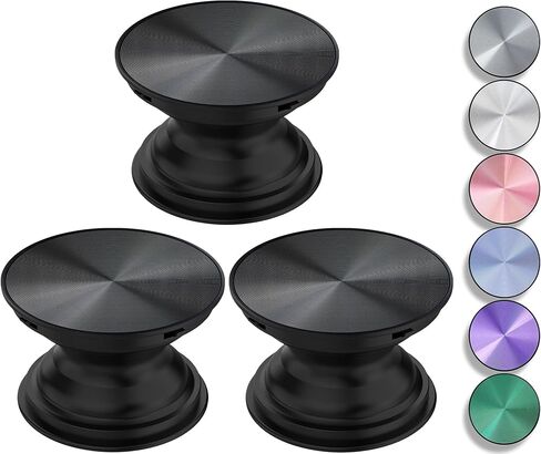 3 Pack Aluminum Alloy CD Pattern Expandible Collapsible Mobile Phone Grip Stand Holder for Smartphone Tablet Cell Phone Accessory - Black in Saudi Arabia