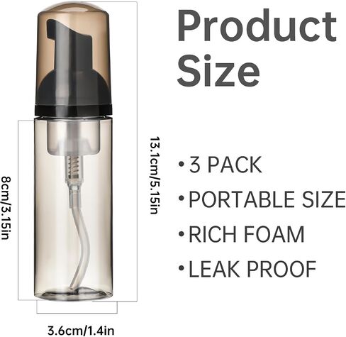 3 قطع من زجاجات مضخة الرغوة سعة 2 أونصة، موزع رغوة بلاستيكي فارغ، زجاجات شامبو الرموش، موزع شامبو بحجم السفر، زجاجة مضخة رغوة للتنظيف والسفر والمكياج (60 مل، أخضر) in Saudi Arabia