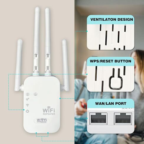 معزز إشارة موسع WiFi للمنزل: يغطي نطاق مكرر الإنترنت ثنائي النطاق ما يصل إلى 3000 قدم مربع in Saudi Arabia