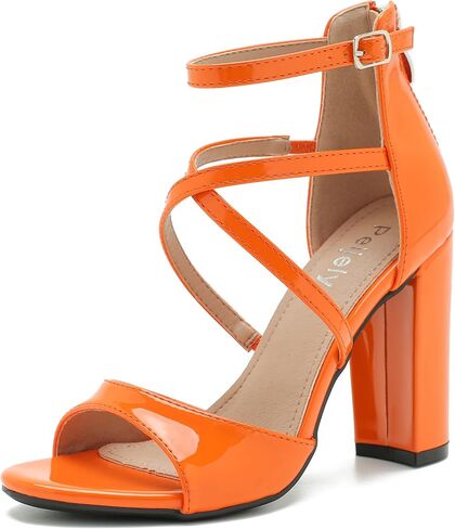 Women's Formal Strappy Sandal High Chunky Block Heel Ankle Strap Zip Up Heels in Saudi Arabia