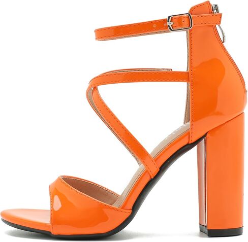 Women's Formal Strappy Sandal High Chunky Block Heel Ankle Strap Zip Up Heels in Saudi Arabia
