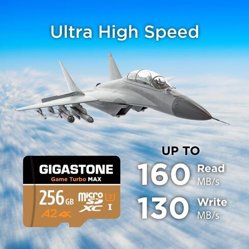 [استعادة بيانات مجانية لمدة 5 سنوات] بطاقة GIGASTONE 256GB Micro SD، 4K Game Turbo MAX، بطاقة ذاكرة MicroSDXC لنينتندو سويتش، GoPro، كاميرا الحركة، DJI، فيديو UHD، R/W حتى 160/130 ميجابايت/ثانية، UHS- أنا U3 A2 4K C10 in Kuwait
