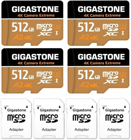 [استعادة بيانات مجانية لمدة 5 سنوات] بطاقة GIGASTONE 256GB Micro SD، 4K Game Turbo MAX، بطاقة ذاكرة MicroSDXC لنينتندو سويتش، GoPro، كاميرا الحركة، DJI، فيديو UHD، R/W حتى 160/130 ميجابايت/ثانية، UHS- أنا U3 A2 4K C10 in Kuwait